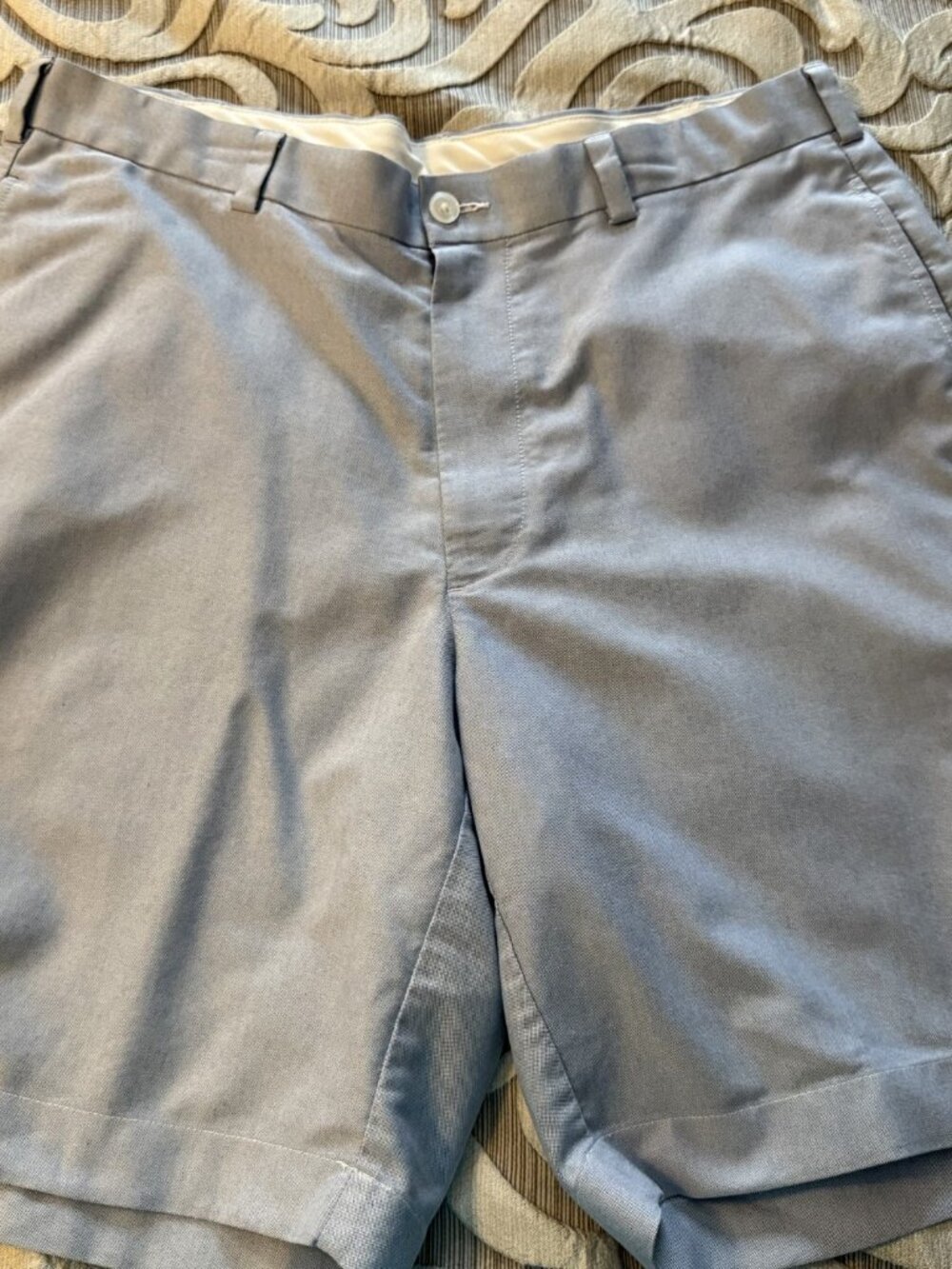 Brooks Brothers Mens Light Blue Cotton Chino Shorts Size 34 Flat Front Preppy